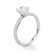 Crowned Pave Round Diamond Engagement Ring in 10K/14K gold and platinum with certified lab-grown or natural diamonds
