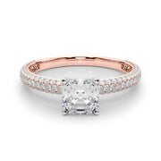 Crowned Pave Round Diamond Engagement Ring in 10K/14K gold and platinum with certified lab-grown or natural diamonds