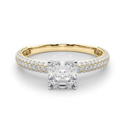 Crowned Pave Round Diamond Engagement Ring in 10K/14K gold and platinum with certified lab-grown or natural diamonds