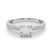 Crowned Pave Round Diamond Engagement Ring in 10K/14K gold and platinum with certified lab-grown or natural diamonds