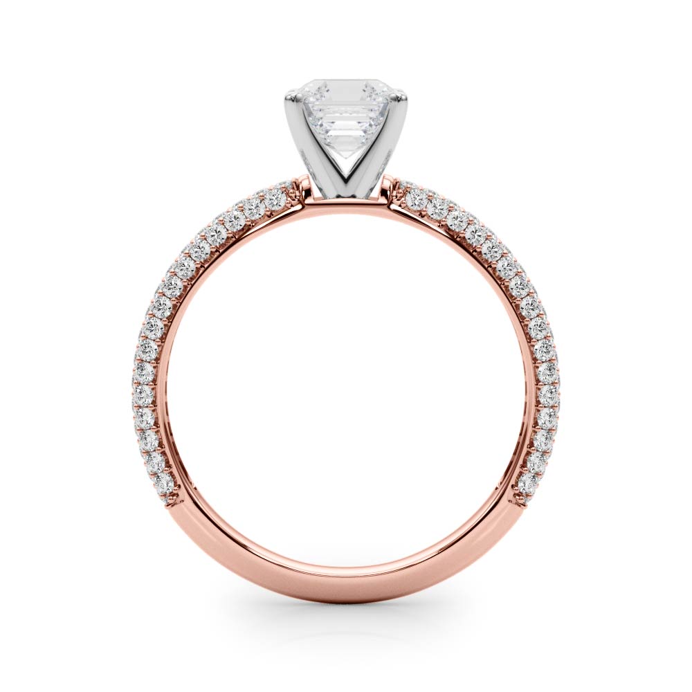 Crowned Pave Round Diamond Engagement Ring in 10K/14K gold and platinum with certified lab-grown or natural diamonds