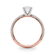 Crowned Pave Round Diamond Engagement Ring in 10K/14K gold and platinum with certified lab-grown or natural diamonds