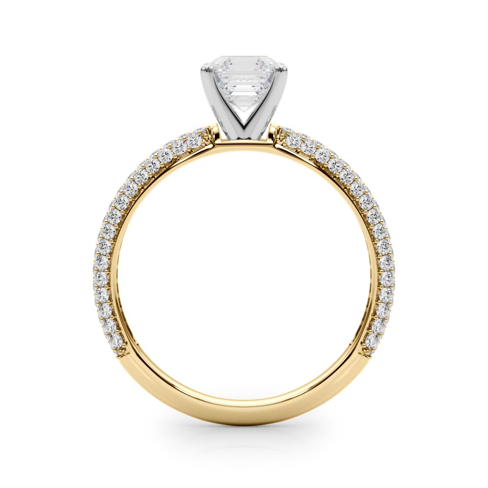 Crowned Pave Round Diamond Engagement Ring in 10K/14K gold and platinum with certified lab-grown or natural diamonds