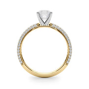 Crowned Pave Round Diamond Engagement Ring in 10K/14K gold and platinum with certified lab-grown or natural diamonds