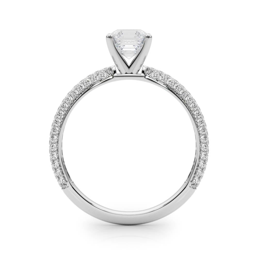 Crowned Pave Round Diamond Engagement Ring in 10K/14K gold and platinum with certified lab-grown or natural diamonds