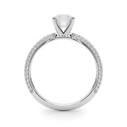 Crowned Pave Round Diamond Engagement Ring in 10K/14K gold and platinum with certified lab-grown or natural diamonds