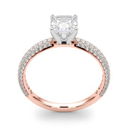 Crowned Pave Round Diamond Engagement Ring in 10K/14K gold and platinum with certified lab-grown or natural diamonds