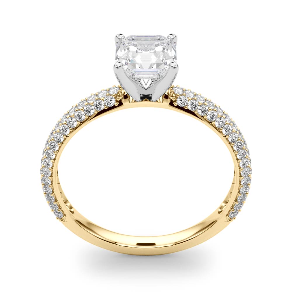 Crowned Pave Round Diamond Engagement Ring in 10K/14K gold and platinum with certified lab-grown or natural diamonds