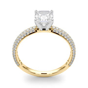 Crowned Pave Round Diamond Engagement Ring in 10K/14K gold and platinum with certified lab-grown or natural diamonds