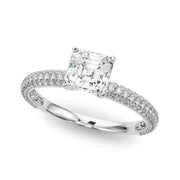 Crowned Pave Round Diamond Engagement Ring in 10K/14K gold and platinum with certified lab-grown or natural diamonds