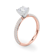 Crowned Pave Round Diamond Engagement Ring in 10K/14K gold and platinum with certified lab-grown or natural diamonds