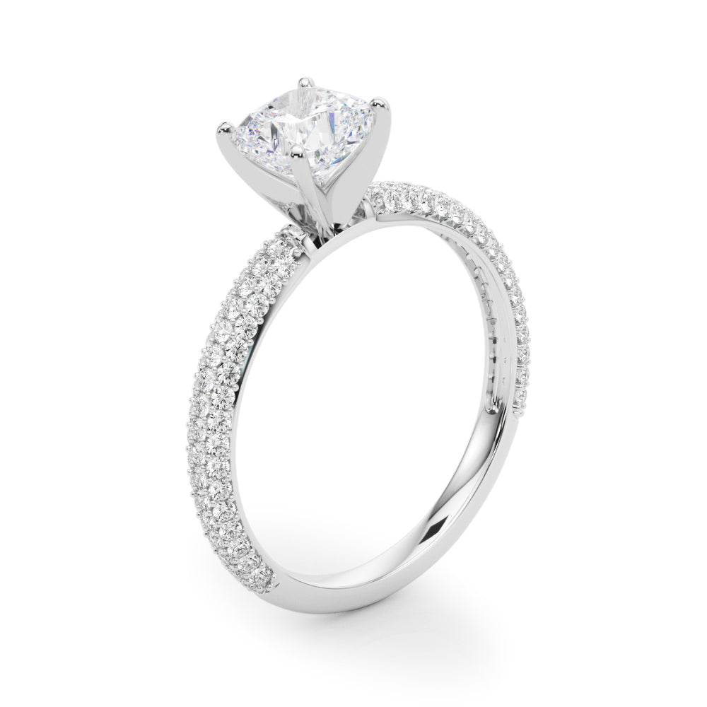 Crowned Pave Round Diamond Engagement Ring in 10K/14K gold and platinum with certified lab-grown or natural diamonds