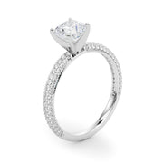 Crowned Pave Round Diamond Engagement Ring in 10K/14K gold and platinum with certified lab-grown or natural diamonds