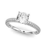 Crowned Pave Round Diamond Engagement Ring in 10K/14K gold and platinum with certified lab-grown or natural diamonds