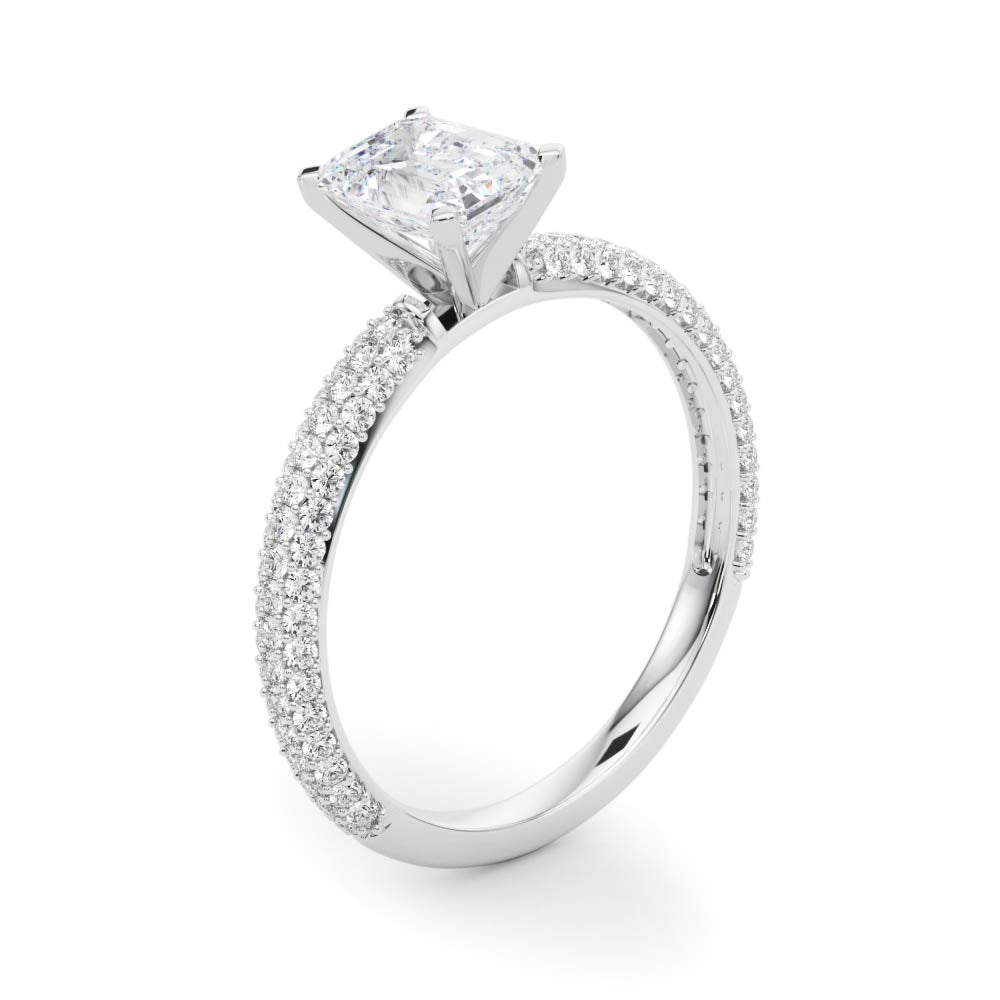 Crowned Pave Round Diamond Engagement Ring in 10K/14K gold and platinum with certified lab-grown or natural diamonds