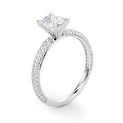 Crowned Pave Round Diamond Engagement Ring in 10K/14K gold and platinum with certified lab-grown or natural diamonds