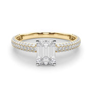 Crowned Pave Round Diamond Engagement Ring in 10K/14K gold and platinum with certified lab-grown or natural diamonds