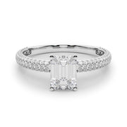 Crowned Pave Round Diamond Engagement Ring in 10K/14K gold and platinum with certified lab-grown or natural diamonds