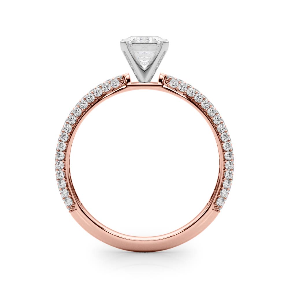 Crowned Pave Round Diamond Engagement Ring in 10K/14K gold and platinum with certified lab-grown or natural diamonds