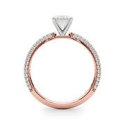 Crowned Pave Round Diamond Engagement Ring in 10K/14K gold and platinum with certified lab-grown or natural diamonds