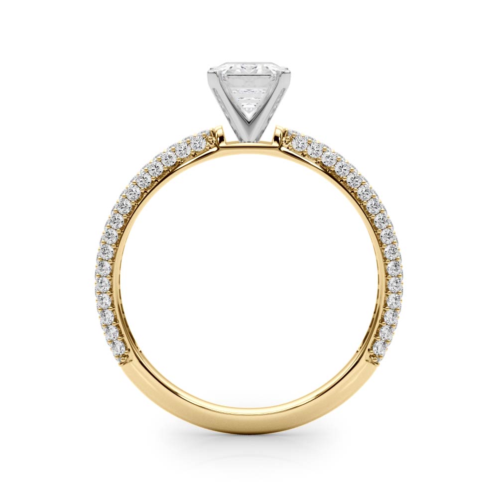 Crowned Pave Round Diamond Engagement Ring in 10K/14K gold and platinum with certified lab-grown or natural diamonds