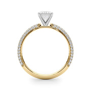 Crowned Pave Round Diamond Engagement Ring in 10K/14K gold and platinum with certified lab-grown or natural diamonds