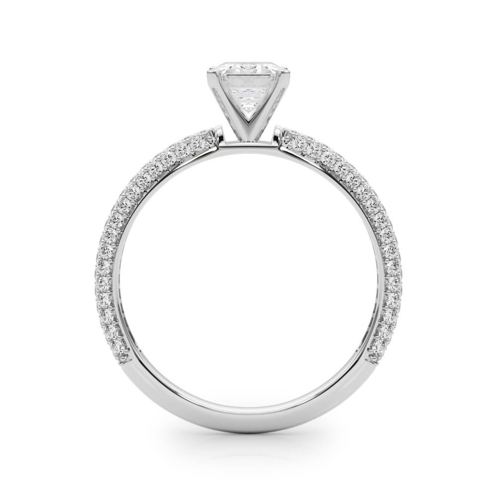 Crowned Pave Round Diamond Engagement Ring in 10K/14K gold and platinum with certified lab-grown or natural diamonds