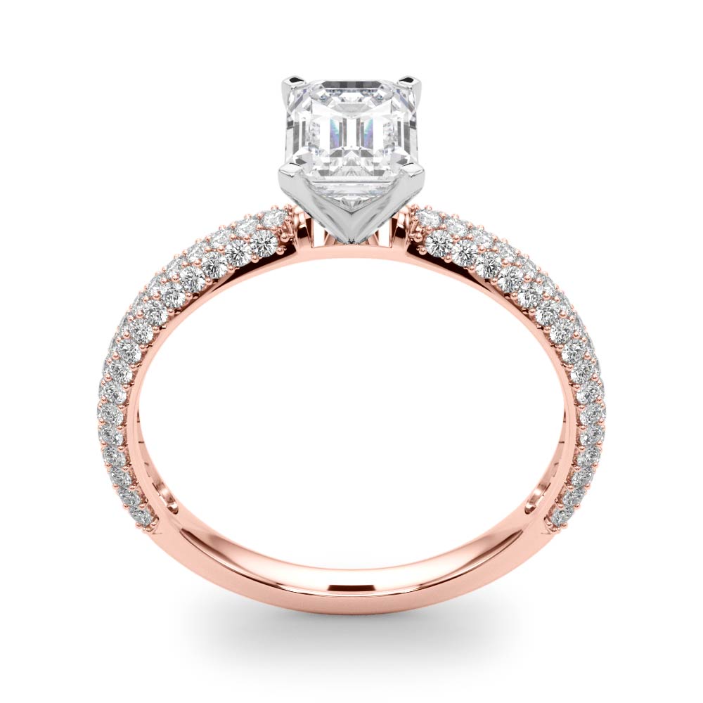 Crowned Pave Round Diamond Engagement Ring in 10K/14K gold and platinum with certified lab-grown or natural diamonds