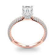 Crowned Pave Round Diamond Engagement Ring in 10K/14K gold and platinum with certified lab-grown or natural diamonds