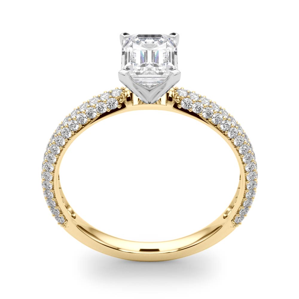 Crowned Pave Round Diamond Engagement Ring in 10K/14K gold and platinum with certified lab-grown or natural diamonds