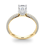 Crowned Pave Round Diamond Engagement Ring in 10K/14K gold and platinum with certified lab-grown or natural diamonds