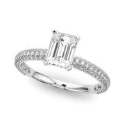 Crowned Pave Round Diamond Engagement Ring in 10K/14K gold and platinum with certified lab-grown or natural diamonds