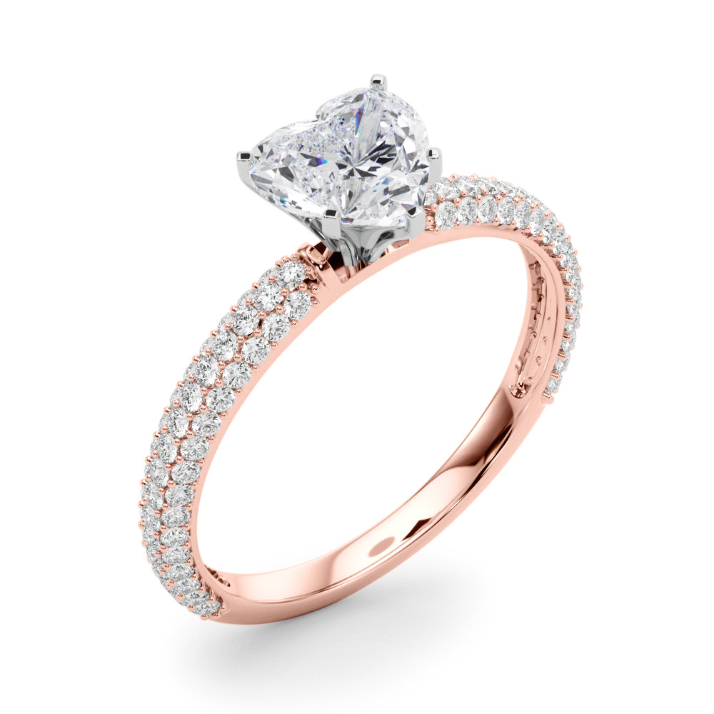 Crowned Pave Round Diamond Engagement Ring in 10K/14K gold and platinum with certified lab-grown or natural diamonds