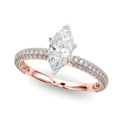 Crowned Pave Round Diamond Engagement Ring in 10K/14K gold and platinum with certified lab-grown or natural diamonds