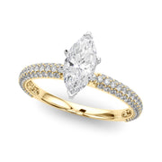 Crowned Pave Round Diamond Engagement Ring in 10K/14K gold and platinum with certified lab-grown or natural diamonds