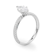 Crowned Pave Round Diamond Engagement Ring in 10K/14K gold and platinum with certified lab-grown or natural diamonds