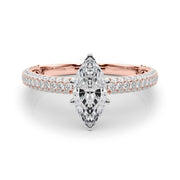 Crowned Pave Round Diamond Engagement Ring in 10K/14K gold and platinum with certified lab-grown or natural diamonds