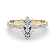 Crowned Pave Round Diamond Engagement Ring in 10K/14K gold and platinum with certified lab-grown or natural diamonds