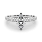 Crowned Pave Round Diamond Engagement Ring in 10K/14K gold and platinum with certified lab-grown or natural diamonds