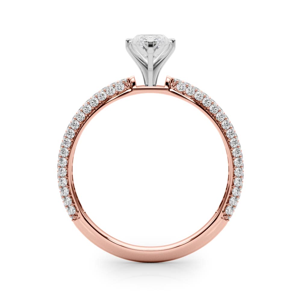 Crowned Pave Round Diamond Engagement Ring in 10K/14K gold and platinum with certified lab-grown or natural diamonds