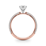 Crowned Pave Round Diamond Engagement Ring in 10K/14K gold and platinum with certified lab-grown or natural diamonds