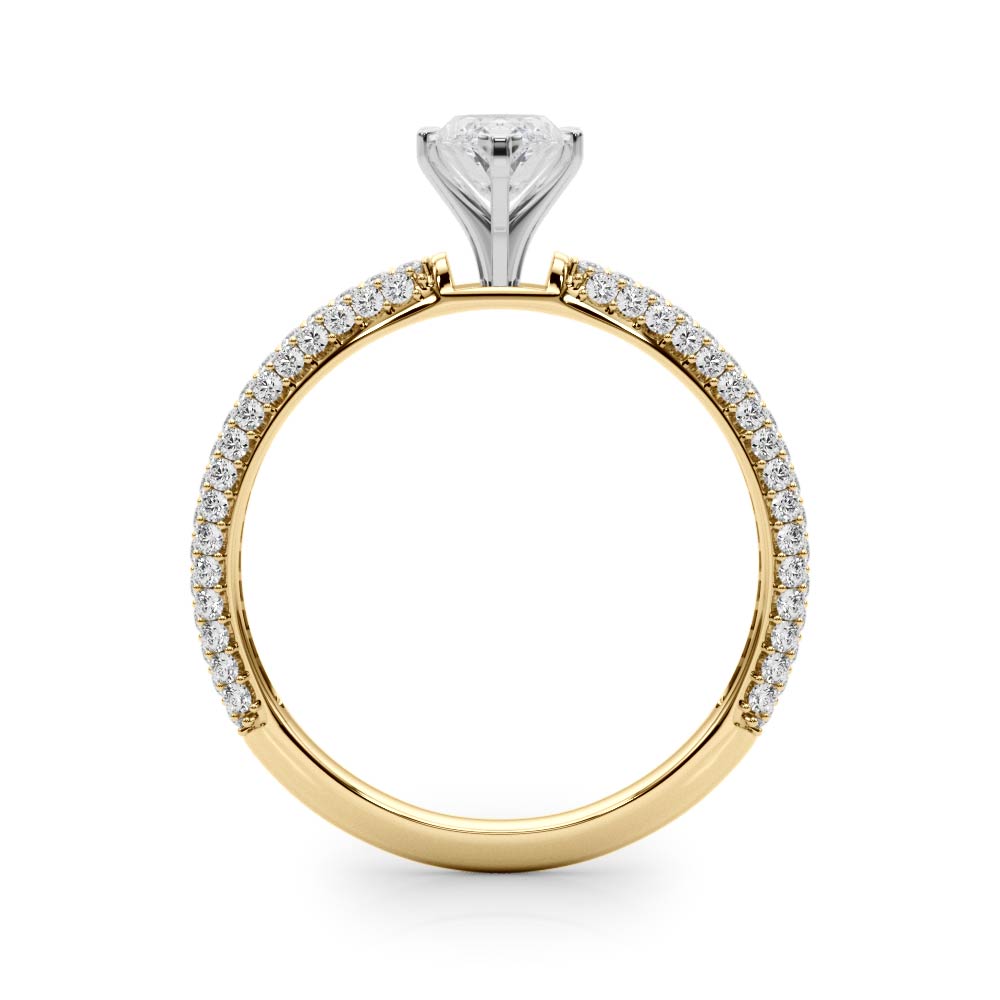 Crowned Pave Round Diamond Engagement Ring in 10K/14K gold and platinum with certified lab-grown or natural diamonds