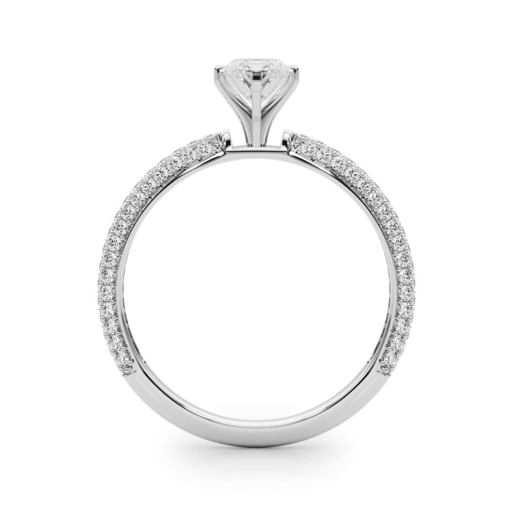 Crowned Pave Round Diamond Engagement Ring in 10K/14K gold and platinum with certified lab-grown or natural diamonds