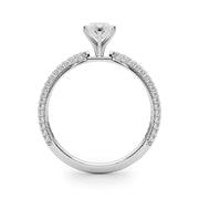 Crowned Pave Round Diamond Engagement Ring in 10K/14K gold and platinum with certified lab-grown or natural diamonds