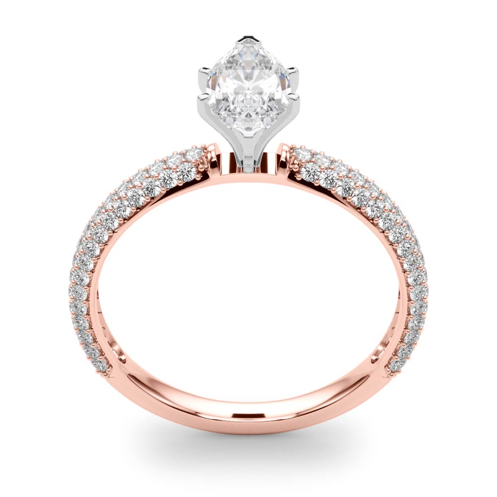 Crowned Pave Round Diamond Engagement Ring in 10K/14K gold and platinum with certified lab-grown or natural diamonds