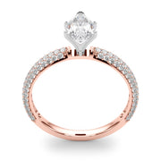 Crowned Pave Round Diamond Engagement Ring in 10K/14K gold and platinum with certified lab-grown or natural diamonds