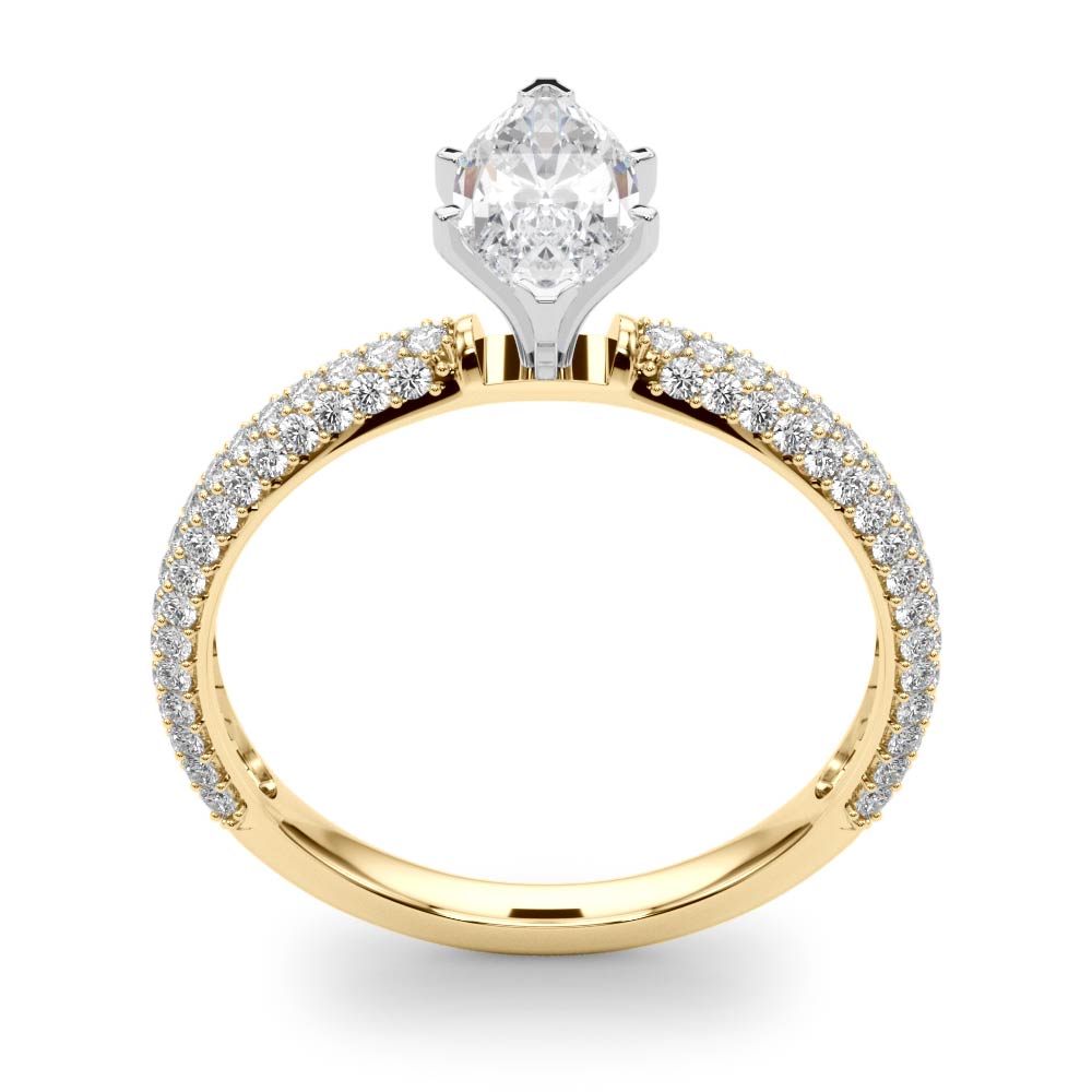 Crowned Pave Round Diamond Engagement Ring in 10K/14K gold and platinum with certified lab-grown or natural diamonds