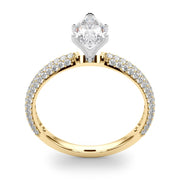 Crowned Pave Round Diamond Engagement Ring in 10K/14K gold and platinum with certified lab-grown or natural diamonds