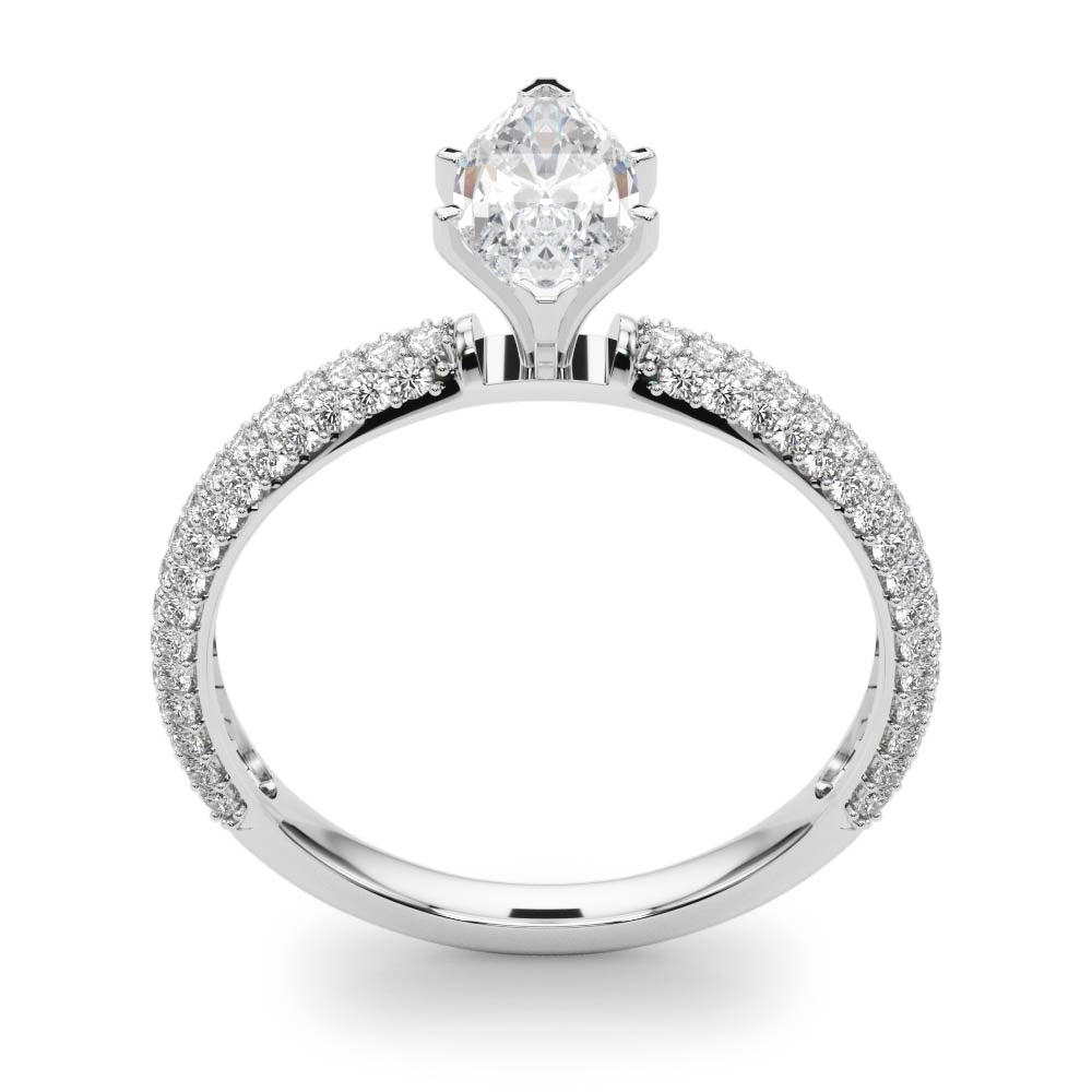 Crowned Pave Round Diamond Engagement Ring in 10K/14K gold and platinum with certified lab-grown or natural diamonds