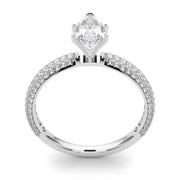 Crowned Pave Round Diamond Engagement Ring in 10K/14K gold and platinum with certified lab-grown or natural diamonds